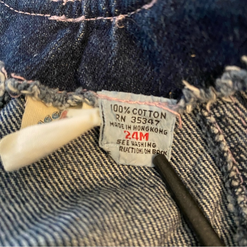 Vintage 80s Raggedy Ann Girls Size 24mo Blue Denim Overalls - Picture 7 of 7